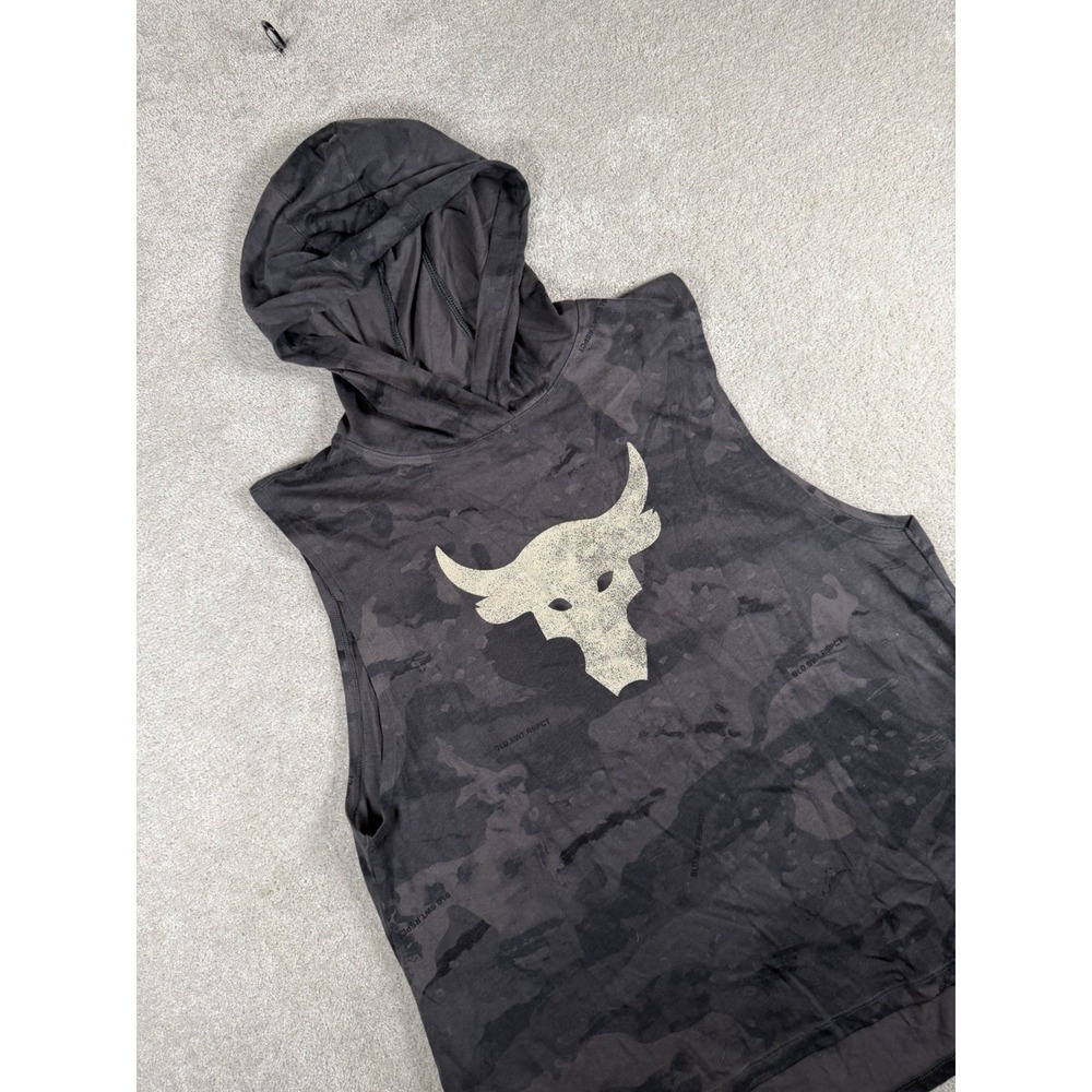 Under Armour‎ Sleeveless Hoodie Women's L Gray Project Rock Camouflage Logo